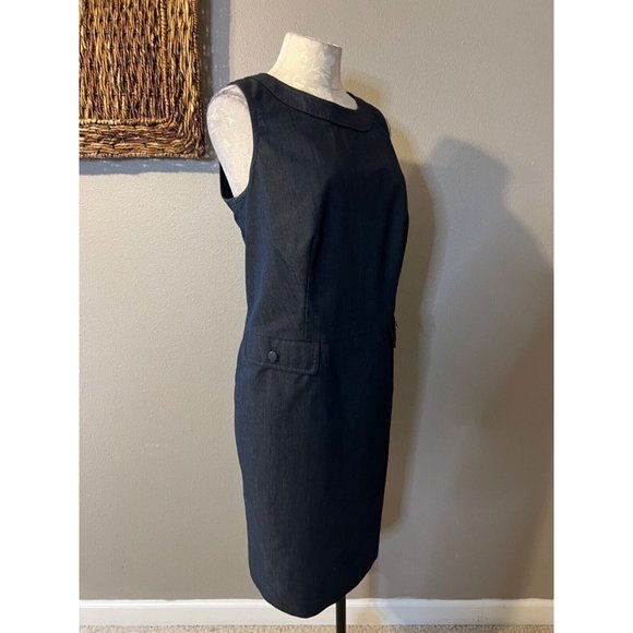 Talbots Dress 14W Dark Gray Stretch Cotton Career Church Pockets - Picture 6 of 10